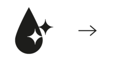 A drop of water filled in black with two asterisks