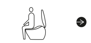 La silhouette d'une personne assise sur des toilettes.
