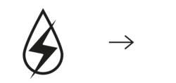 A drop of water in which a lightning bolt is depicted.