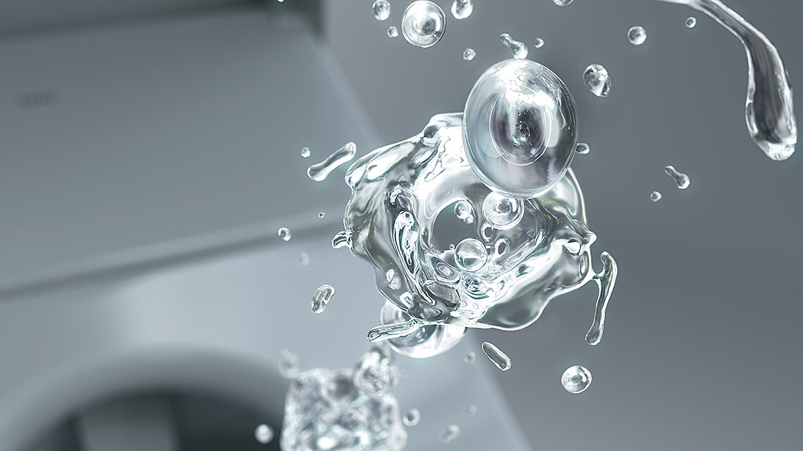 Wellness-Warmwasserdusche Picture shows a WASHLET nozzle with hot water